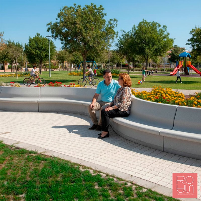 Banc de formigó corbat model Lleida